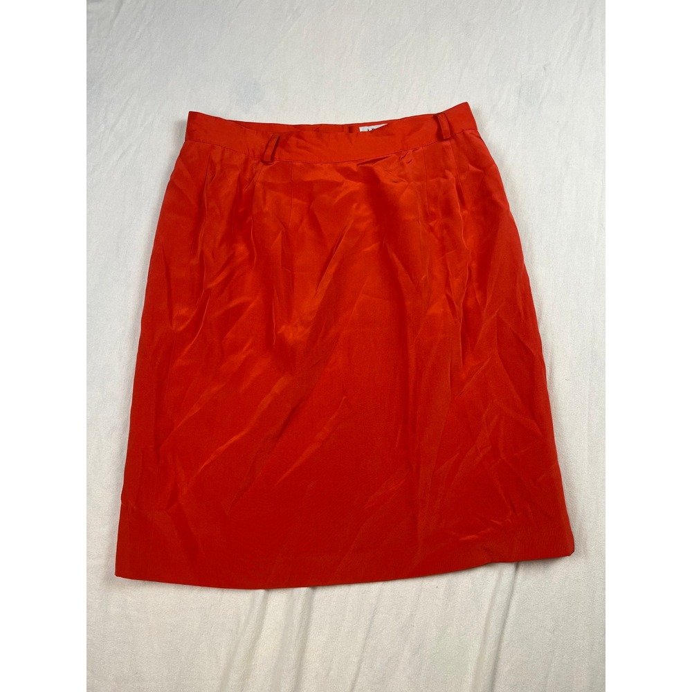 Apart Impressions Red 100% Silk Pencil Skirt Vintage Size Sm Knee Length Lined